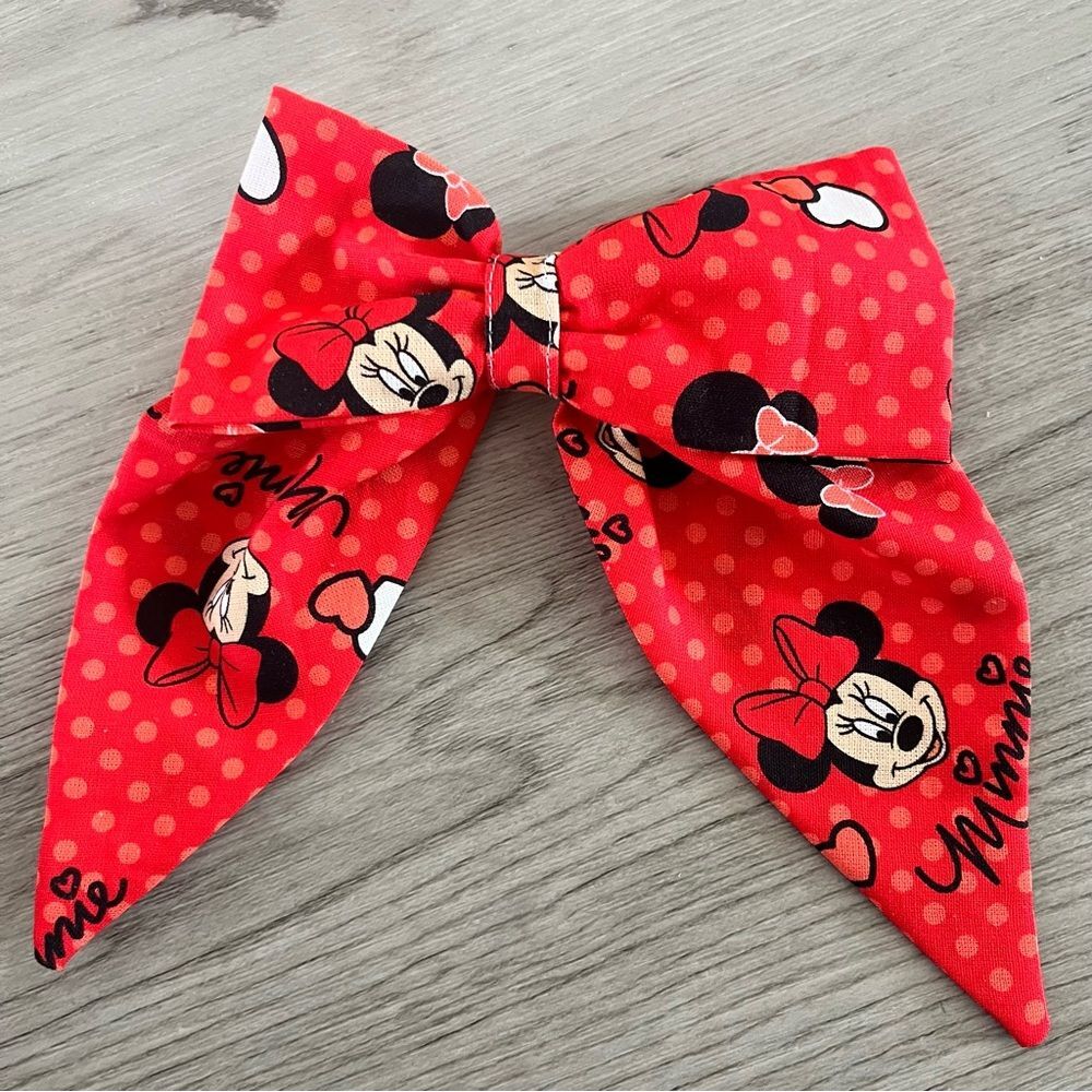 NEW Disney Minnie Mouse Fabric Bow French Hair Barrette
